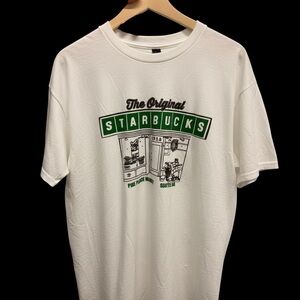 Gildan White Tee with Green Starbucks Design